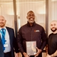 GSTS Healthcare Operations Manager Wayne Pugh presents new GSTS recruit Noren Uwaifo with a ‘Course Exceptional Performance Award’, with RRN course Trainer Jonathan Carrier.